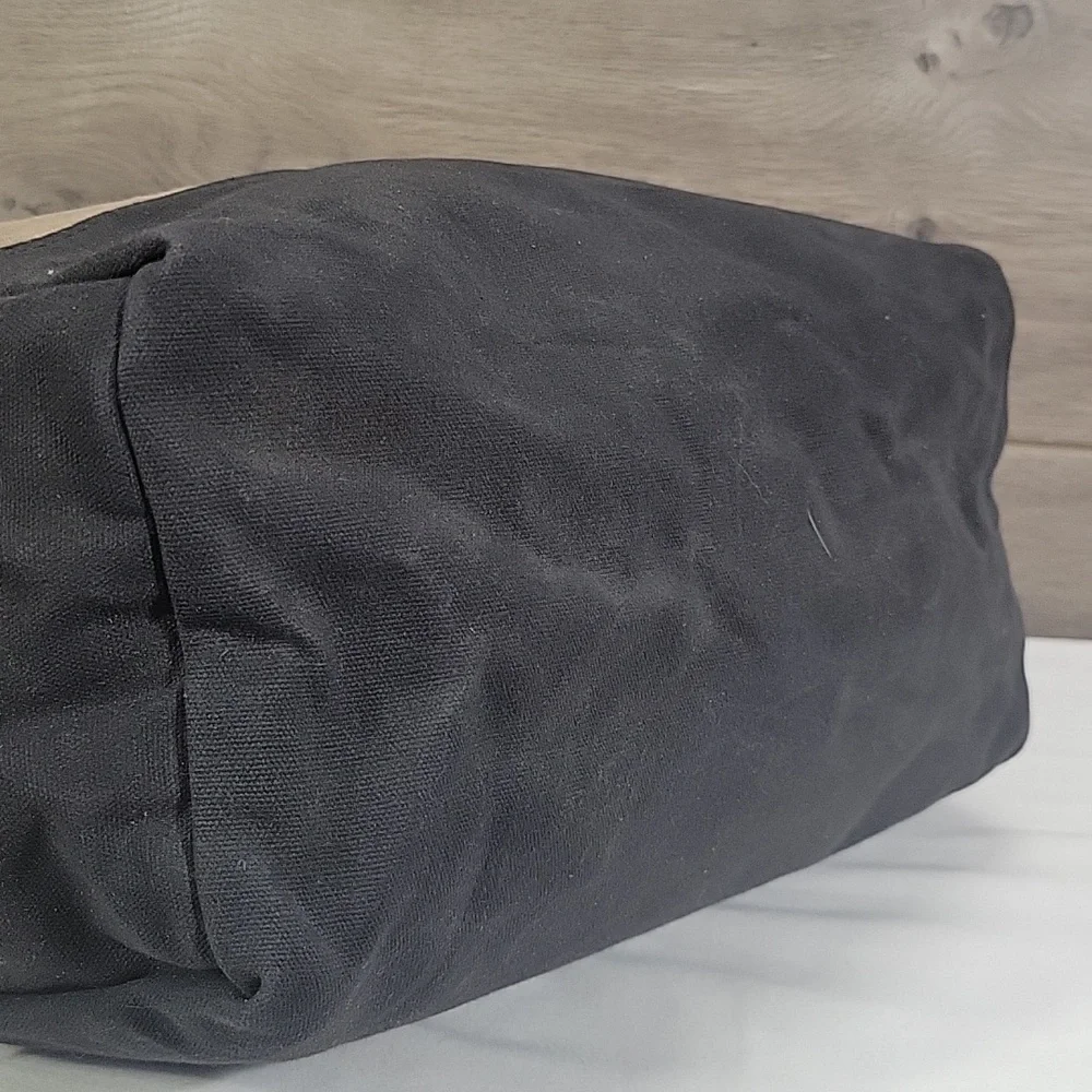 Barebones Waxed Canvas Two-Tone Tote Bag in Brown and Black